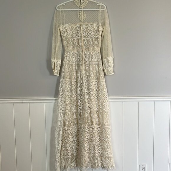 Vintage 1970’s Toutay Bar cream lace dress size XS 36 - Picture 10 of 16